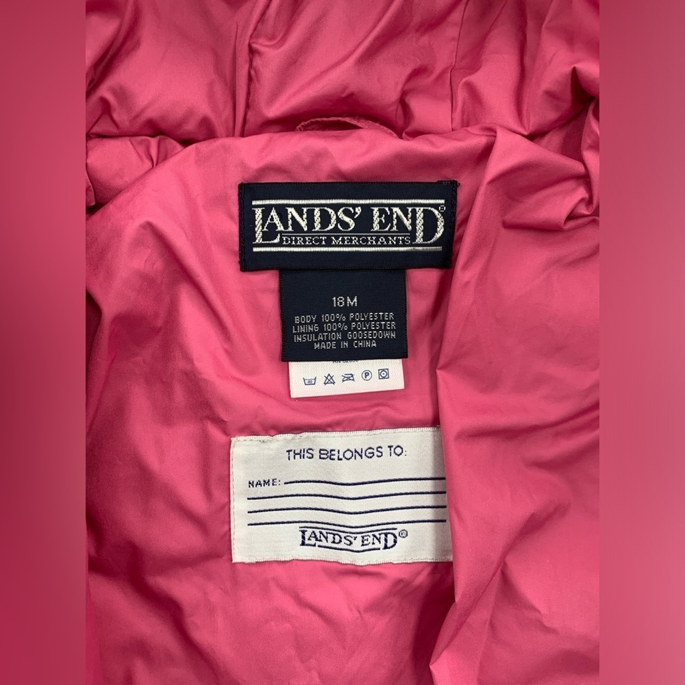 Lands’ End Size 18 Months Pink Goose Down Fill Snowsuit Bunting - Picture 3 of 7